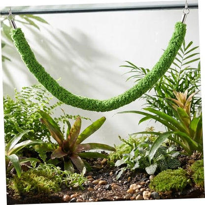 Reptile Climbing Rope and Terrarium Vine, 50cm Artificial Moss Swing for Lizard Habitat, Flexible Hanging Vine Accessory for Leopard Gecko and Reptile Tank