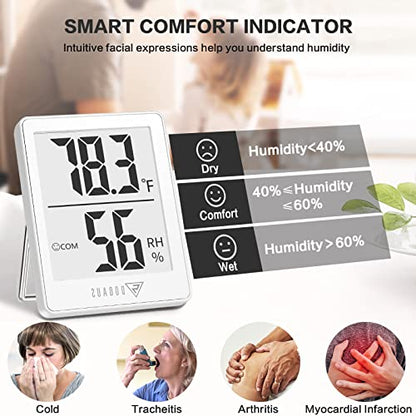 DOQAUS Digital Hygrometer Indoor Thermometer Humidity Gauge Room Thermometer with 5s Fast Refresh, Accurate Temperature Humidity Meter for Home, Office, Babyroom, Greenhouse (White) - color: White