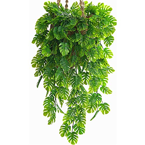 CATTREE Artificial Monstera Vines 2 Pack, Fake Ivy Tropical Leaf Jungle Leaves Plant Vine Greenery Artificial Hanging Plants for Home Kitchen Garden Office Wedding Wall Decoration - color: Monstera Hanging Vine/ 2 Pcs