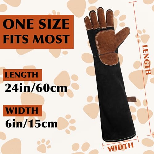 Animal Handing Gloves- Bite Proof, Puncture & Scratch Resistant for Safe Handling, Garden Gloves - color: Black-coffee, size: 24-inches
