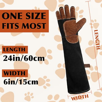 Animal Handing Gloves- Bite Proof, Puncture & Scratch Resistant for Safe Handling, Garden Gloves - color: Black-coffee, size: 24-inches