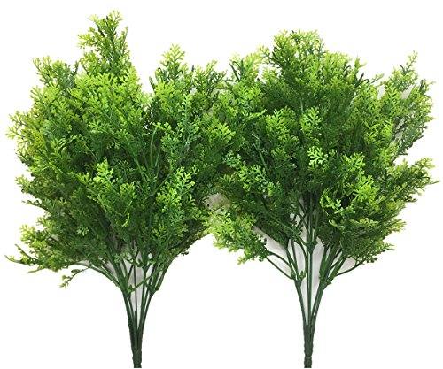 CATTREE Artificial Shrubs Bushes, Plastic Fern Leaves Simulation Faux Grass Realistic Fake Plants Wedding Indoor Outdoor Home Garden Verandah Kitchen Table Centerpieces Arrangements Decoration 2 pcs - color: Fern Grass-2 Pcs