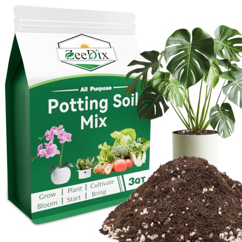 ZeeDix 3QT Tropical Potting Mix for Monstera, Pothos, Philodendron & Fern | Worm Castings Perlite Coco Coir Vermiculite Peat Moss, Balanced Aeration Drainage & Moisture Retention, Beginner Friendly - color: Potting Soil Mix, size: 3 qt