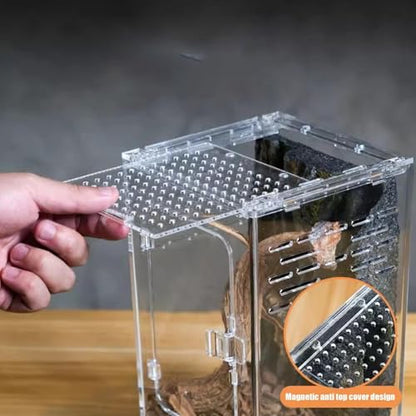 Jumping Spider Enclosure – Acrylic 15x15x25cm | Small Reptile Habitat with Dual-Sided Ventilation | Front-Opening Arboreal Tarantula Tank | Transparent Terrarium for Mantis and Invertebrate Use - color: Arboreal breeding box small