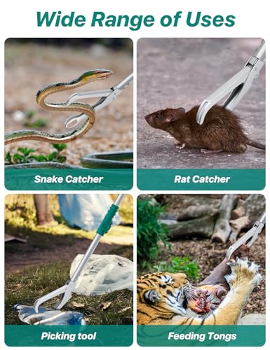 90" Snake Grabber Tool – Heavy Duty Locking Reptile Tongs for Rattlesnakes, Long Reach Folding Snake Catcher for Outdoor, Garden, and Emergency Use - size: 90 Inch