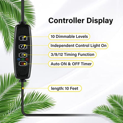 iPower LED Plant Grow Light Strips Full Spectrum with 3 Timing Modes, 10 Dimmable Levels 48 LEDs Per Tubes, Sunlike Grow Lamp for Hydroponics Succulent,Red & Blue - color: Red&Blue, size: 3 Tubes, style: Grow Light Strips