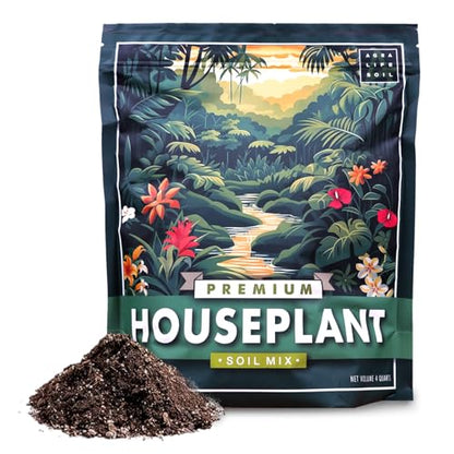 Premium Houseplant Soil Mix for Indoor & Outdoor Plants - Potting Soil for Monstera, Pothos, Snake Plants - Organic Blend for Growth -Potting Soil Indoor Plants Indoor Plant Soil - 4 Quarts - style: House Plant Soil Mix