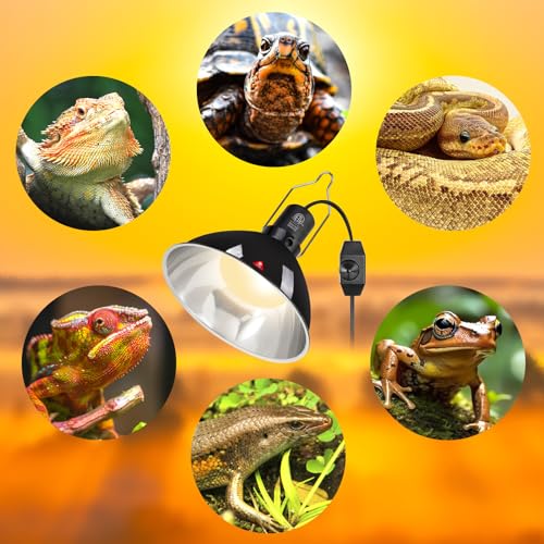 REPTI ZOO Upgrade Reptile Light Fixture with Dimming,8.5 inch Deep Dome Lamp Fixture for Reptile Tank Terrarium, Reptile Heat Lamp Fixture for UVB UVA Bulb Basking Heat Bulb