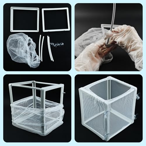 MY MIRONEY 6.3" x 5.63" x 6.22" Fish Incubator Mesh Box Aquarium Breeder Box White Nylon Mesh Juvenile Fish Separation Net Fry Hatchery with Suction Cups Pack of 2 - style: 6.3" x 5.63" x 6.22"; White; without Divider