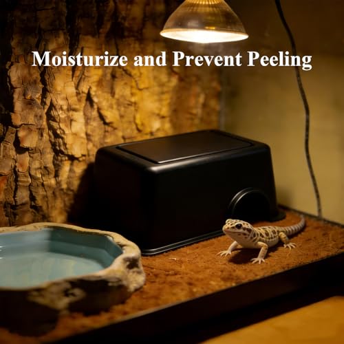 Hypeety Reptile Hide Box, Small Animal Hideaway, Hides with Texture Help Peeling, for Snakes, Lizards, Leopard Gecko with Basin