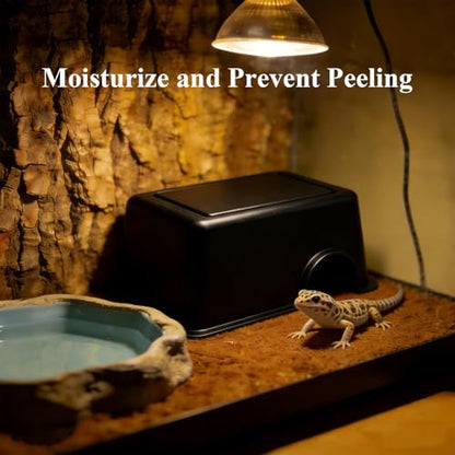 Hypeety Reptile Hide Box, Small Animal Hideaway, Hides with Texture Help Peeling, for Snakes, Lizards, Leopard Gecko with Basin