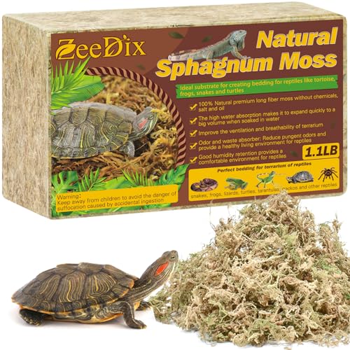 ZeeDix 1.1 LB Premium Sphagnum Moss for Reptiles, 25 QT Dried Long Fibered Leopard Gecko Moss for Terrarium, Natural Sphagnum Peat Moss Bedding for Frogs Anoles Snake Ball Python Turtle - size: 1.1 LB