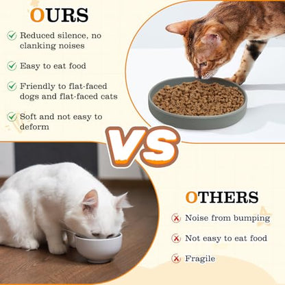 Silicone Dog Food Plate Shallow Dog Bowl Flat Cat Dish Small Puppy Plates for Small Dogs and Cats Whisker Fatigue Pet Feeding Bowls for Dry and Wet Food (Light Brown) - color: 1 Pcs -(Light Brown)