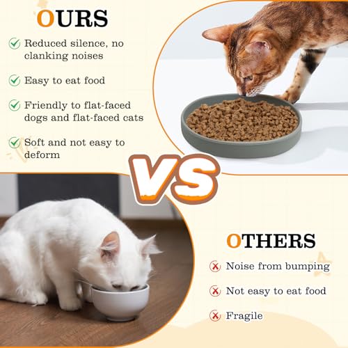 BNOSDM Silicone Dog Food Plate Shallow Dog Bowl Flat Cat Dish 2 Pack Small Puppy Plates for Small Dogs and Cats Whisker Fatigue Pet Feeding Bowls for Dry and Wet Food (Light Brown) - color: 2 Pcs - (Light Brown)