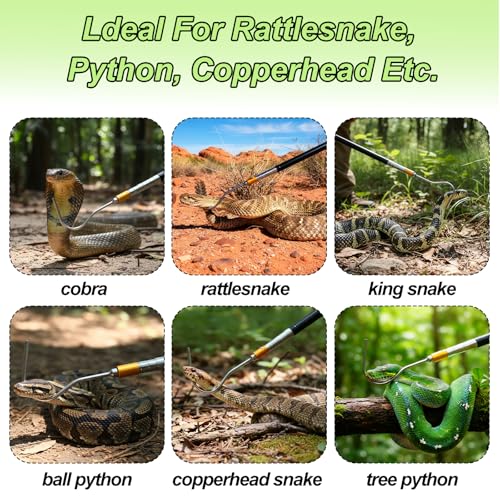 61 inch Snake Hook, Professional Reptile Catcher Handling Tool, Stainless Steel Retractable Pole