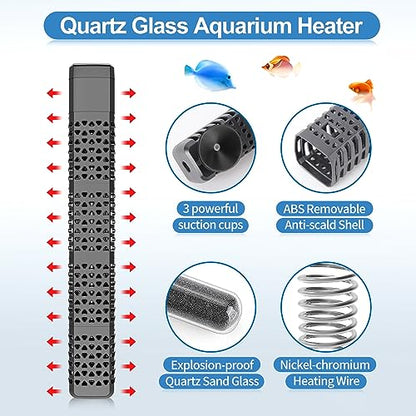 HiTauing Aquarium Heater, Upgraded 300W/500W Fish Tank Heater with Intelligent Leaving Water Automatically Stop Heating and Advanced Temperature Control System, Suitable for Saltwater and Freshwater - size: 500W for 75-135 Gallon