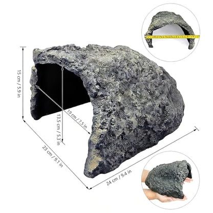 Large Natural Rock Cave Decor for Reptiles & Amphibians, Hideout Habitat Hide Cave for Bearded Dragons Lizards Snakes Turtles Geckos, Terrarium Aquarium Ornament Shelter for Small Pets