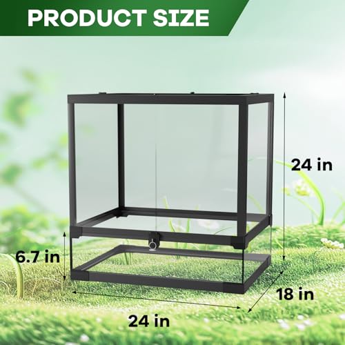 GarveeHome 45 Gallon Reptile Tall Glass Terrarium, 24" x 18" x 24" with Top Screen Ventilation Tall Reptile Tank, Double Hinge Door & Anti Escape for Lizard Snake - size: 45 Gallon