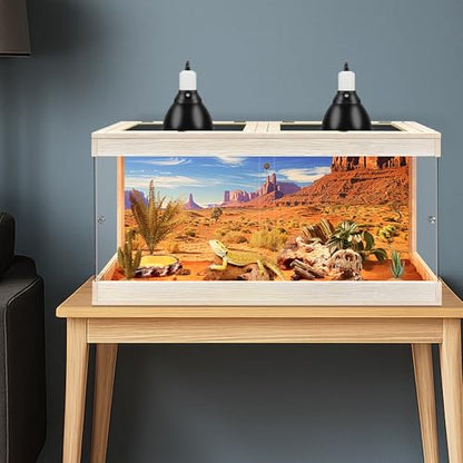 Royxen Bearded Dragon Tank, 64 Gallons Tempered Glass Reptile Terrarium with Metal Mesh Top, 3-Side Clear Anti-Scratch Glass Lizard Tank for Reptile Habitat (Oak, 40" Length) - color: Oak, size: 64Gal,40x20x20inch