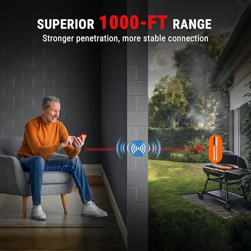 TempPro TempSpike 1000FT Wireless Meat Thermometer Digital with 2 Upgraded Ultra-Thin Probes, Kitchen Food Thermometer Cooking, Turkey, Smoker, BBQ, Grill Gift for Dad Husband (Previously ThermoPro) - style: 1000ft