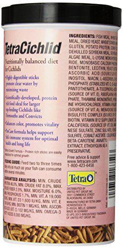 Tetra TetraCichlid Floating Cichlid Sticks 11.3 Ounces, Pond Fish Food, Nutritionally Balanced (Pack of 2) - size: 11.3 Ounce (Pack of 2)