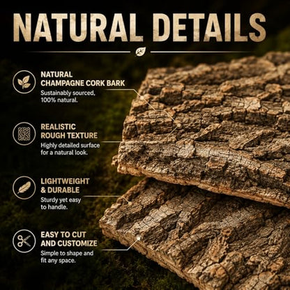 RHBLME 6 Pack Cork Bark for Reptiles, 11.8" L x 7.8" W Cork Bark for Terrarium, Reptile Tank Background Terrarium Backdrop Wall Decor Natural Reptile Climbing Mat