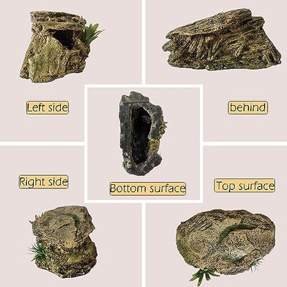 IBWell Leopard Gecko Hide Small Reptile Hides Resin Mini Reptile Basking Rock Humid Hide Turtle Cave Lizard Hide Reptile & Amphibian Habitat DÉCor