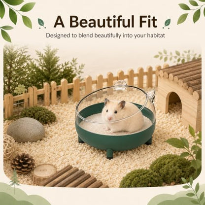 Meow&Woof Hamster Sand Bath Container, Large Sandbox Toilet Gerbil Batheoom, Tiny Chinchilla Dust Bathtub Sand Bath Box for Hamster Cage Accessories 5.2 Inch-Dark Green - color: Dark Green