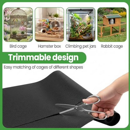 MiOYOOW Reptile Terrarium Mat, EVA Vivarium Liner with Anti-Slip Texture Washable Small Animals Carpet for Lizard, Gecko - color: Black, size: 44.5cm*100cm