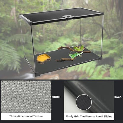 Hamiledyi Reptile Bedding Mat 2 Pcs Tortoise Terrarium Liner Turtle Substrate Non Adhesive Carpet Bedding for Bearded Dragon Gecko Lizard (122" x 11.8" Transparent) - color: Black