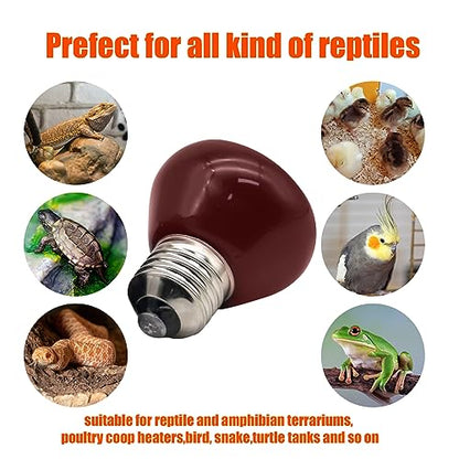 Mini Reptile Heat Lamp, 25w Infrared Ceramic Heat Emitter, No Light Emitting Reptile Heat Bulbs,Ceramic Heat Lamp for Amphibian, Chicken Coop,Cat, Turtle, Snake,Terrarium (2, 100 W) - size: 100 W