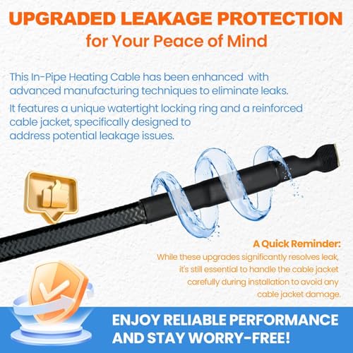 MAXKOSKO Self Regulating Heating Cable from Inside the Pipe, CSA Certified Freeze Protection for Water Supply Pipes, Suitable for Jet Pump and Submersible Pump Applications, 15Ft 120V