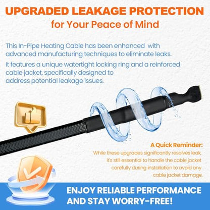 MAXKOSKO Self Regulating Heating Cable from Inside the Pipe, CSA Certified Freeze Protection for Water Supply Pipes, Suitable for Jet Pump and Submersible Pump Applications, 15Ft 120V