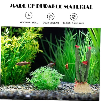 TOYANDONA Artificial Plastic Cactus Decoration for Fish Tank Low Maintenance Simulated Plant Ornament for Aquariums Reptile Terrariums Decor
