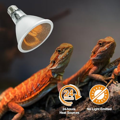 REPTI ZOO Reptile Basking Heat Lamp Bulb, 50W Splashproof Energy Saving Deep Heater Non-Luminous Carbon Infrared Heat Bulb for Reptile Amphibians - style: 50W