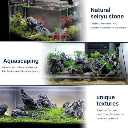 Seiryu Stone Natural Stone Rocks Fish Tank Decor Rocks for Aquariums Landscaping Model Tank Decoration Aquarium Miniature -20lb (2-8 inch) - size: 20Lb (2-8 inch)