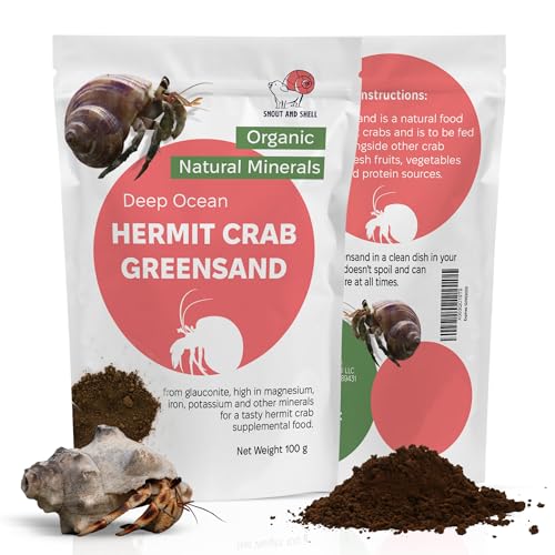 Hermit Crab Greensand Supplement – Calcium and Trace Mineral Molting Support – Non-GMO, Auto Feeder Friendly, Inert Powder Formula – Natural, USA-Sourced Nutrients – Compatible with All Crabitats