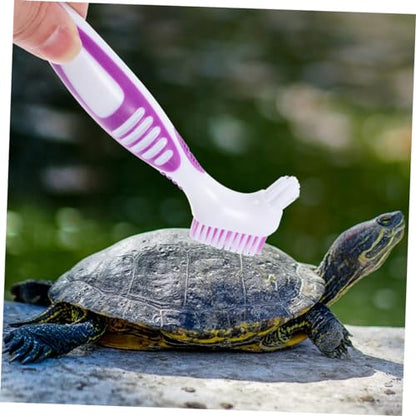 GANAZONO 3pcs Turtle Shell Cleaning Brush Double-Sided Mud for Tortoise and Aquatic Turtles Ergonomic Handle Shell Maintenance Tool - color: Violet