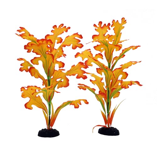 2-Pack 12 Inch Aquarium Silk Aquarium Plants, Artificial Plastic Plant | For Small Tank, Goldfish, Fish Hides (Yellow, 12 Inch) - color: Yellow