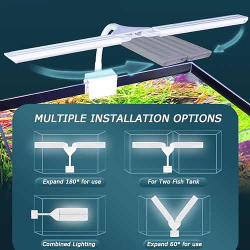 LED Aquarium Light Full Spectrum Clip Fish Tank Light Plants Light 360° Adjustable 2 Light Bar Super-Bright 6W Suitable for 5-25 Gal Fish Tank - size: 6W For 5-25 Gal Fish Tank