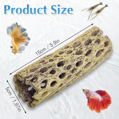 kathson Resin Cholla Wood Aquarium Shrimp Hideout Fake Fish Tank Hollow Log Hideawy Reptile Climbing Corner Branch Hermit Crab Terrarium Ornament Decoration (3 Packs)