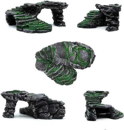 Mipukbay Reptiles Basking Platform Climbing Ramp Habitat, Turtle Habitat Reptiles Dock Resting Stone, Aquarium Ornament Rock for Lizard, Frogs, Newts