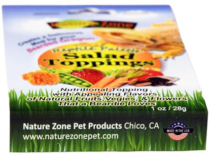 Nature Zone Salad Toppings for Bearded Dragons Nutritious Mix of Veggies, Fruits, Flowers, Seeds & Mealworms Healthy Reptile Food Topper, 1 oz
