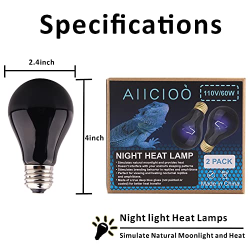 Reptile Heat Lamp - 40 Watt Reptile Night Heat Bulb Terrarium Moon-Like Light Bulb for Bearded Dragon Gecko Snake Turtle and Lizard - size: 40 W