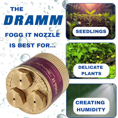 Dramm Fogg-It Mist Spray Nozzle with Brass Jets & Body, Perfect for Delicate Seedlings & Raising Humidty for Wilting Plants, Brass