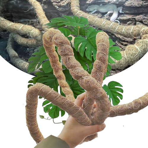 Reptile Vine Sets, Natural Sturdy Reptile Vines for Climbing，Jungle Decor，Reptile Fake Plants for Terrarium Decor，Jungle Bendable Branch for Chameleon Gecko Snake Lizard (Green) - color: Green