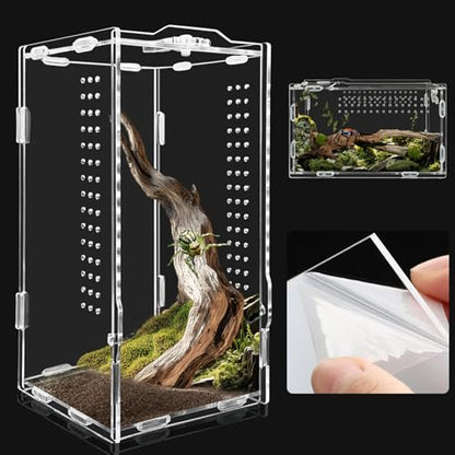 Micro Habitat Acrylic Reptile & Tarantula Enclosure, Small Tree Dwelling Reptiles, Amphibians, Spiders & Other Invertebrates - size: 8 * 8 * 14 inch