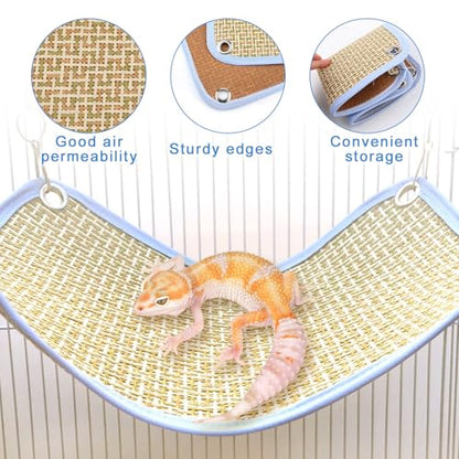 Reptile Hammock Bearded Dragon Sleeping Mat Hammock Suitable for Lguanas, Axolotls, Anoles, Geckos, Snakes, Chameleon (Yellow)