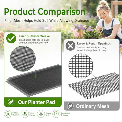30pcs Terrarium Mesh,11.8 X 7.8 in Bonsai Mesh Screen for Plants | Plastic Flower Pot Hole Mesh Pad for Drainage Bonsai Terrarium Keep Soil From Flowing Away (Black)