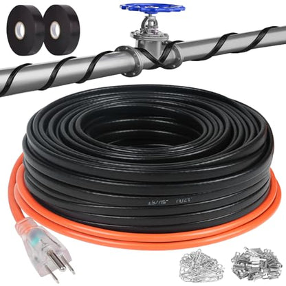 200FT Heat Tape for Water Pipes，-40°F Anti-Freeze De-Icing Heating Tape, Pipe Insulation Heating Cable for Insulation/Roof Snow Removal, Gutter Heating Cable, Heated Water Hose 120V 5W/ft